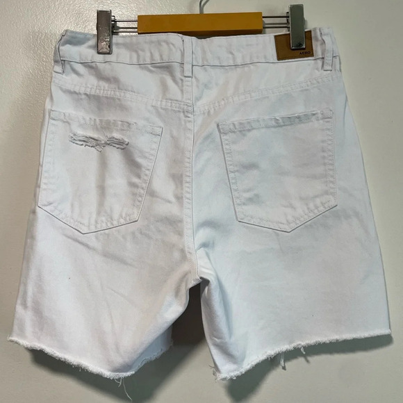 Aeropostale 90’s Baggy Short Distressed White Denim Shorts Size 8 - Picture 7 of 11
